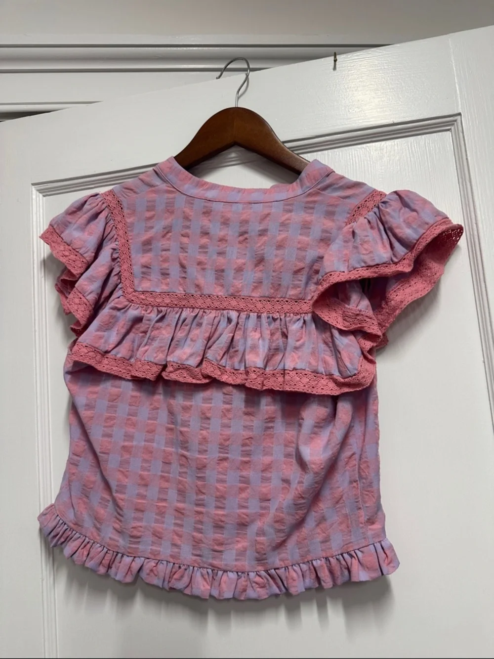 Pink & Lilac Ruffle Button-Front Girls Top - Picture 5 of 5